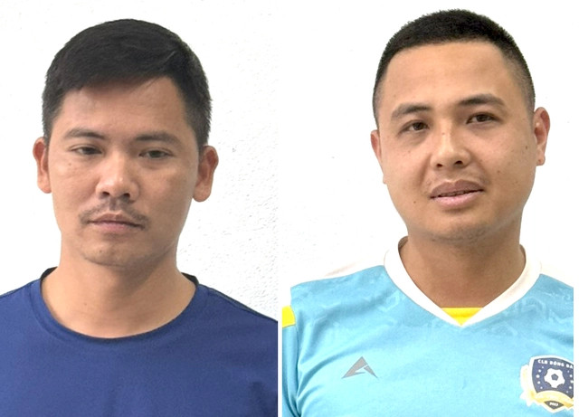 Cáp Văn Ánh (trái) và Nguyễn Thanh Tùng bị tạm giữ hình sự vì cho vay tín dụng đen. Ảnh: Công an Thanh Hóa