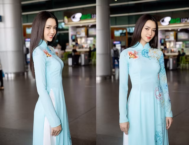 Nàng hậu Thái Lan khoe vẻ xinh đẹp, dịu dàng trong tà áo dài duyên dáng. Ảnh: BTC