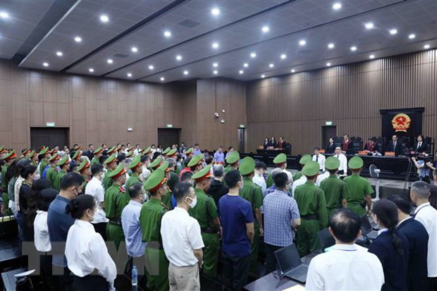 Quang cảnh phiên tòa. (Ảnh: Phạm Kiên/TTXVN)