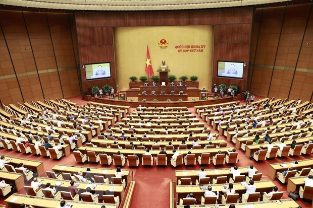 Chủ tịch Quốc hội Vương Đình Huệ phát biểu kết thúc phiên chất vấn và trả lời chất vấn tại kỳ họp thứ 5. (Ảnh: Doãn Tấn/TTXVN)
