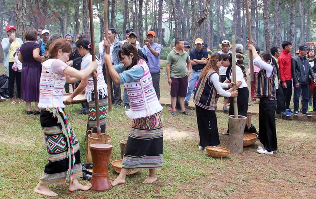 Sơn nữ Mạ giã gạo. Sơn nữ Mạ giã gạo.