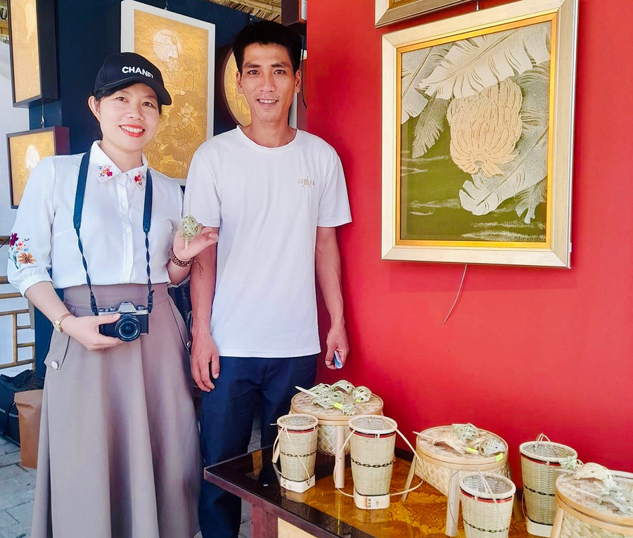 Sản phẩm mây tre đan của anh Đỗ Mạnh Cương được du khách yêu thích (ảnh nhân vật cung cấp).
