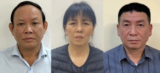 Bị can Nguyễn Đức Thái, Nguyễn Thị Thanh Thủy và Đinh Quốc Khánh. Ảnh: Bộ Công an