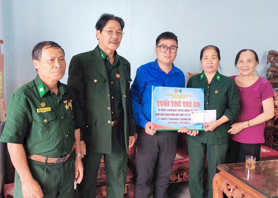 Đoàn viên, thanh niên phường Yên Thế thăm, tặng quà cựu thanh niên xung phong Phùng Thị Duyên (thứ 2 từ phải sang). Ảnh ĐVCC Đoàn viên, thanh niên phường Yên Thế thăm, tặng quà cựu thanh niên xung phong Phùng Thị Duyên (thứ 2 từ phải sang). Ảnh ĐVCC