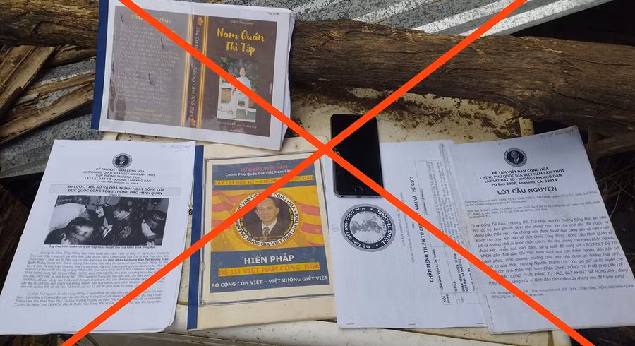 Các chứng cứ liên quan đến tổ chức phản động “CPQGVNLT” và đối tượng Đào Minh Quân thu được từ máy tính cá nhân của Phan Thị Thảo. Ảnh: Nguyễn Hữu