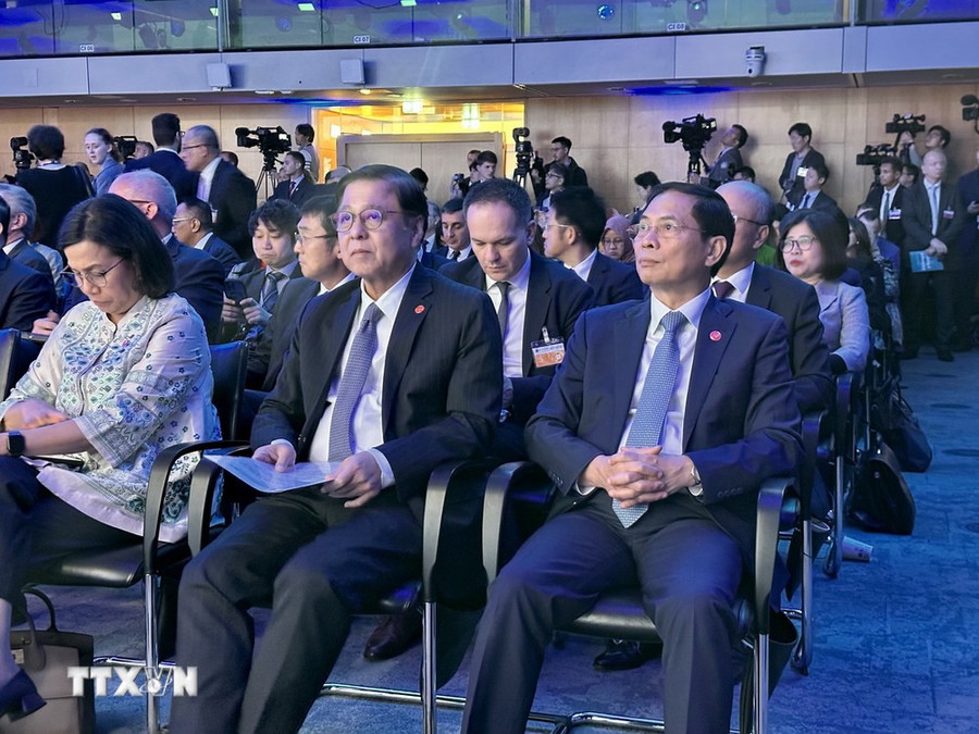 Bộ trưởng Ngoại giao Bùi Thanh Sơn tham dự Lễ khai mạc Hội nghị Hội đồng Bộ trưởng OECD 2024. (Ảnh: Thu Hà/TTXVN)