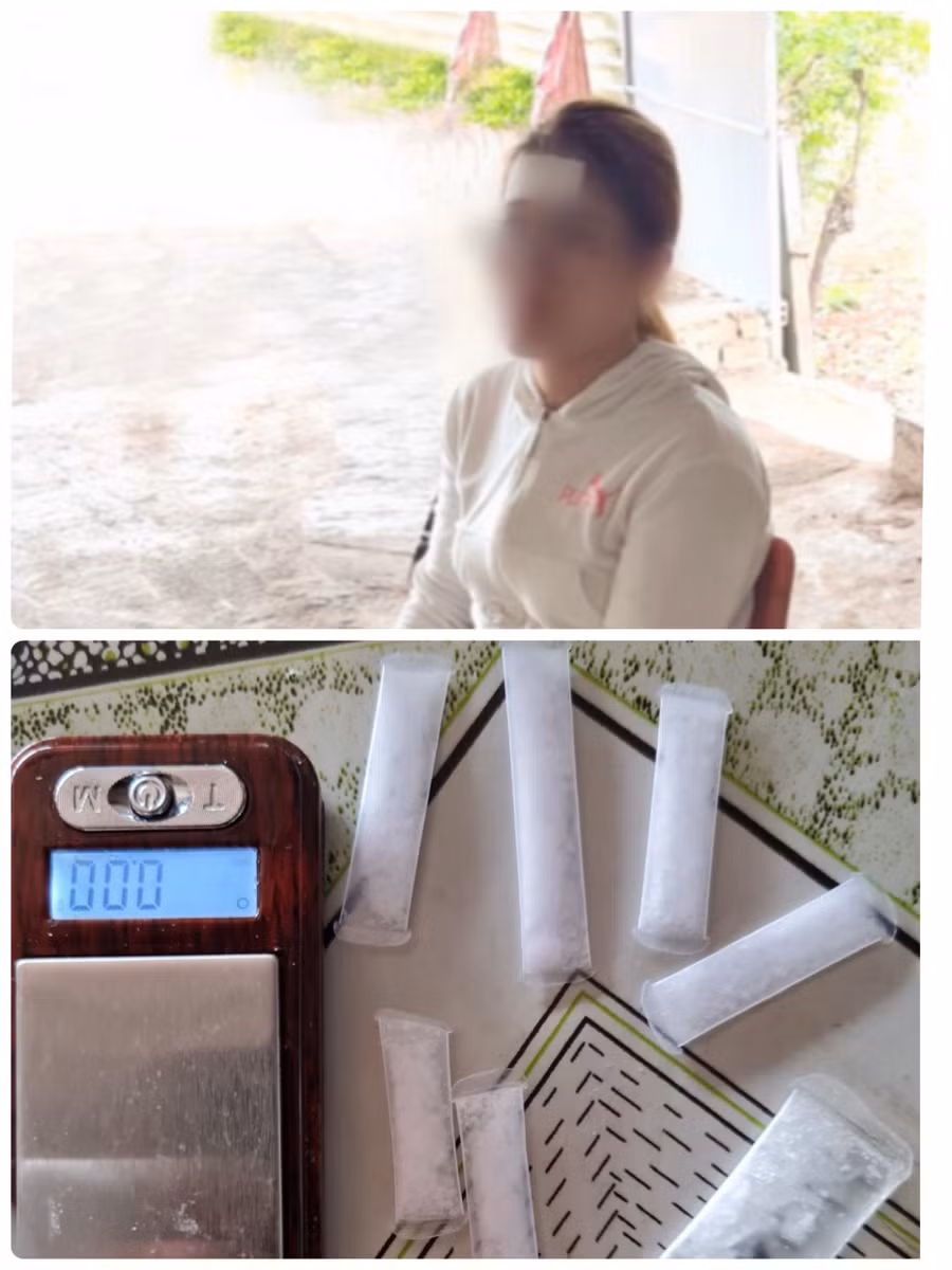 Đối tượng D.A và tang vật. Ảnh: Thúy Trinh