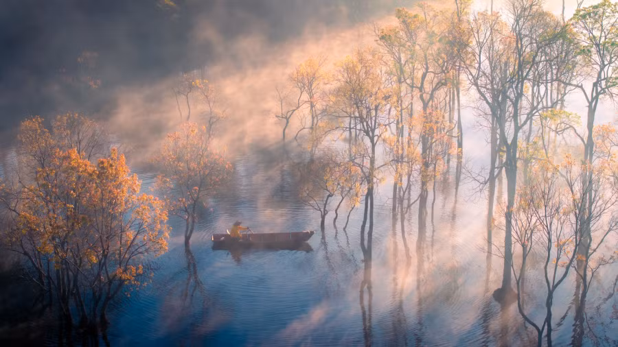 Bình minh suối Tía. Ảnh: NGUYỄN MINH TÚ