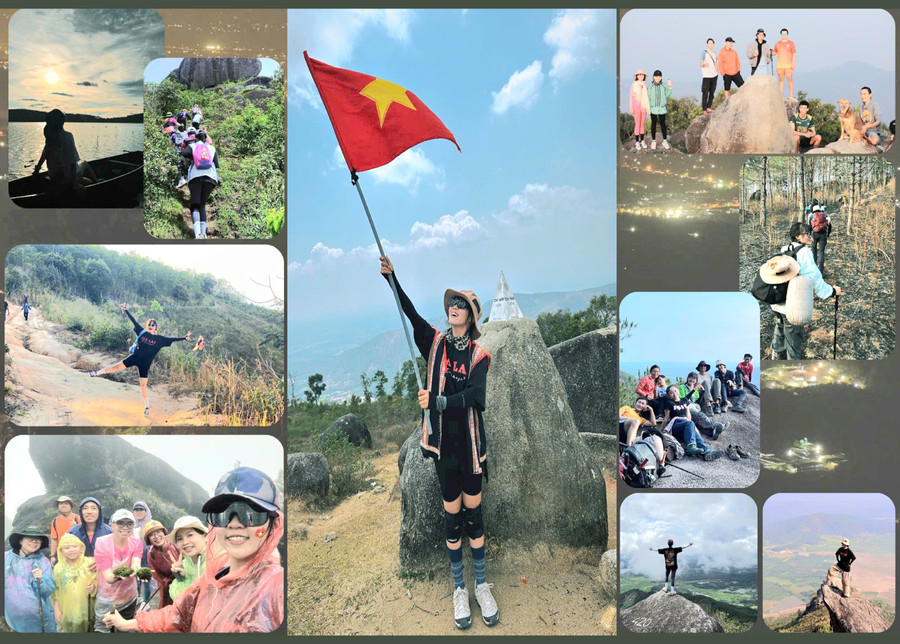 Bạn trẻ Huỳnh Trần Thảo Vy (phường Pleiku, tỉnh Gia Lai) cùng nhóm bạn tận hưởng phút giây thư giãn trên đỉnh Chư Nâm. Ảnh: NVCC vyhuynh-ngocduy.jpg