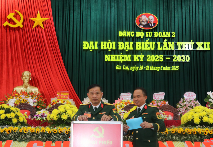 ប្រតិភូបោះឆ្នោតជ្រើសរើសគណៈកម្មាធិការប្រតិបត្តិទី១២ នៃគណៈកម្មាធិការបក្សខណ្ឌទី២ សម្រាប់អាណត្តិឆ្នាំ២០២៥-២០៣០។ រូបថត៖ ង៉ុកមិញ img-6596.jpg