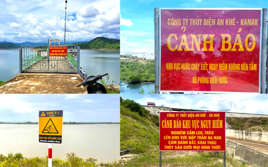 Công ty Thủy điện An Khê-Ka Nak đã cắm các biển cảnh báo, rào chắn tại khu vực nguy hiểm nhằm tăng cường công tác tuyên truyền phòng ngừa đuối nước. Ảnh: Thu Hoài d1d005a10093b6cdef82.jpg