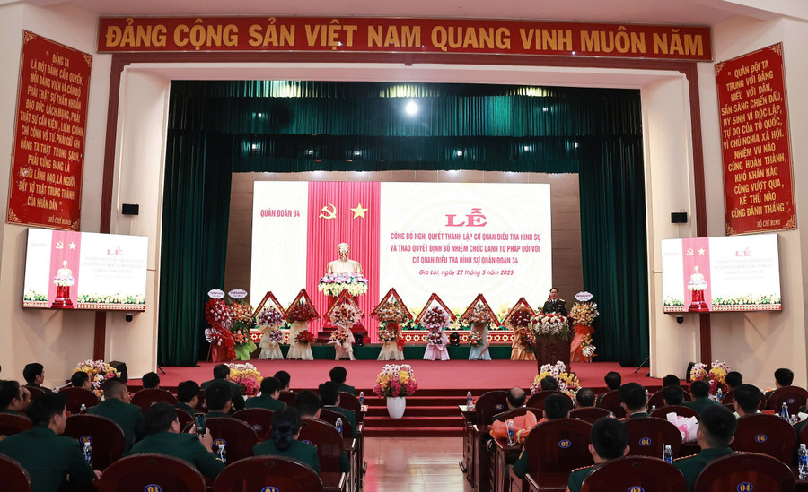 Lễ công bố thành lập Cơ quan điều hình sự Quân đoàn 34. Ảnh: N.T 48a545e899382c667529.jpg