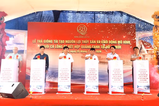Thả giống tái tạo nguồn lợi thủy sản, khởi động mô hình nuôi cá lồng bè tại hồ Ia Mơr