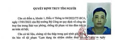  Truy tìm Lê Văn Toản liên quan đến vụ lạm dụng tín nhiệm chiếm đoạt tài sản 