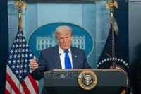 Tổng thống Mỹ Donald Trump phát biểu tại cuộc họp báo ở Nhà Trắng, Washington, D.C. Ảnh tư liệu: THX/TTXVN