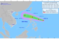 Bản đồ dự báo quỹ đạo và cường độ áp thấp nhiệt đới phát lúc 14h00 ngày 01/10/2025