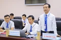 TS. Đinh Anh Tuấn, Phó Hiệu trưởng Trường Đại học Quy Nhơn, chủ trì họp báo. Ảnh: MINH HIỀN