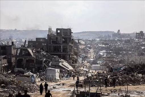Cảnh đổ nát do xung đột tại Jabalia, phía Bắc Dải Gaza ngày 24-10-2025. 