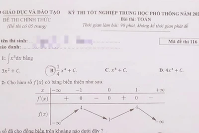 Gợi ý bài giải môn toán thi tốt nghiệp THPT 2020 - đủ 24 mã đề