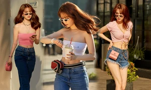 Ngọc Trinh chọn loạt áo crop-top khoe eo thon