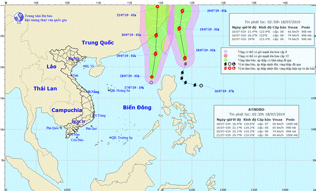 Bão Danas và ATNĐ gây rủi ro thiên tai cấp 3 ở Biển Đông