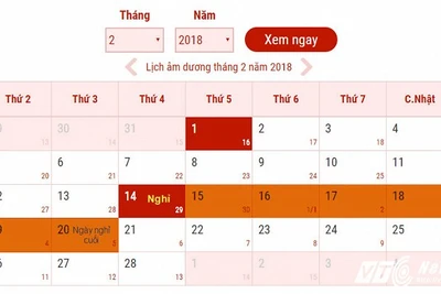 Lịch nghỉ Tết Nguyên đán Mậu Tuất 2018 chính thức của người lao động