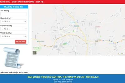 Gia Lai thông báo địa chỉ truy cập Cơ sở dữ liệu tên đường và công trình công cộng