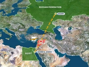 1 máy bay chở khách Nga bị bắn trên bầu trời Syria