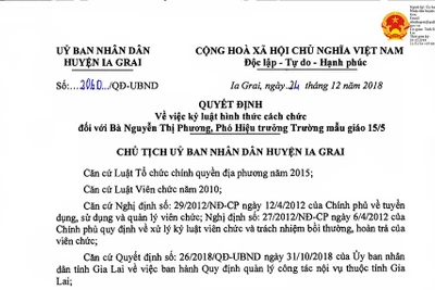 Ia Grai: Cách chức, giáng chức Ban Giám hiệu Trường Mẫu giáo 15-5