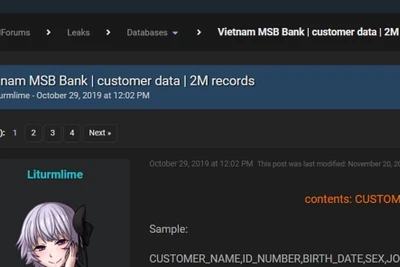 2 triệu thông tin khách hàng của ngân hàng Việt đang bị rao bán?