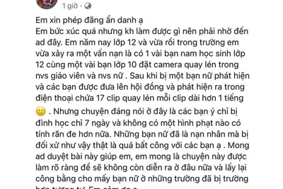 Xôn xao thông tin nam sinh đặt máy quay lén nữ sinh trong nhà vệ sinh