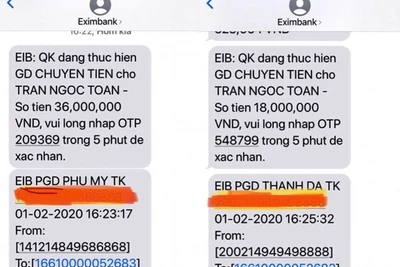 54 triệu đồng trong tài khoản Eximbank "bốc hơi"