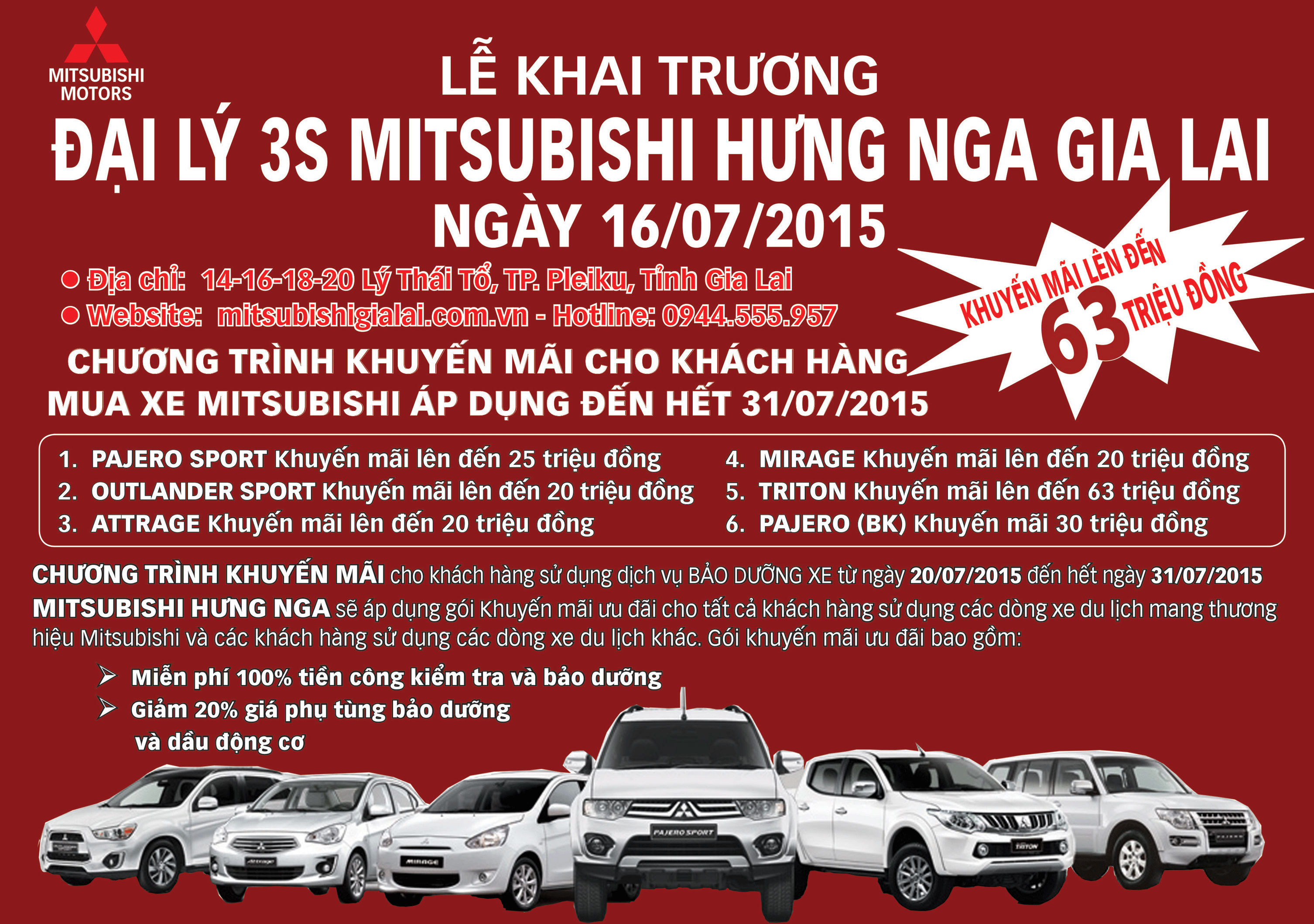 Lễ khai trương đại lý 3S Mitsubishi Hưng Nga Gia Lai