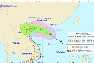 Bão số 3 tiến vào vịnh Bắc Bộ, sức gió giật cấp 12