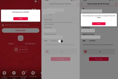 Khách hàng bức xúc vì Techcombank liên tục báo lỗi, không thể chuyển tiền