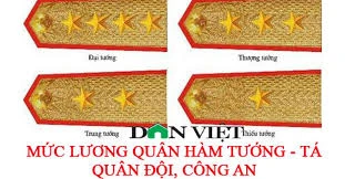 Mức lương cấp Tướng, Tá ngành Công an, Quân đội năm 2020