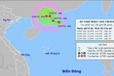 Vùng áp thấp trên Biển Đông đã thành áp thấp nhiệt đới