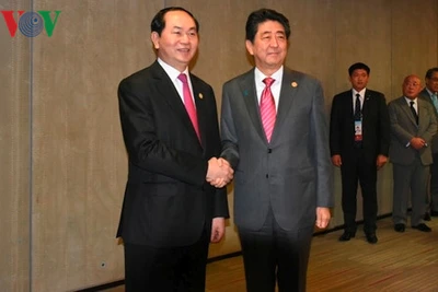 Chủ tịch nước Trần Đại Quang hội đàm với Thủ tướng Nhật Bản Shinzo Abe