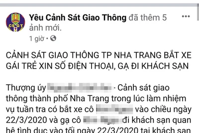 Xác minh thông tin 1 CSGT 'gạ tình' phụ nữ vi phạm giao thông