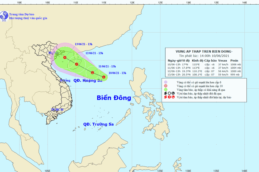 Xuất hiện vùng áp thấp trên Biển Đông, khả năng tiếp tục mạnh lên