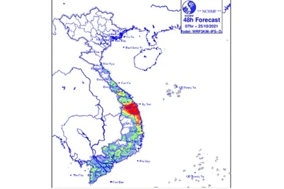 Mưa lớn ở khu vực từ Thừa Thiên Huế đến Khánh Hòa