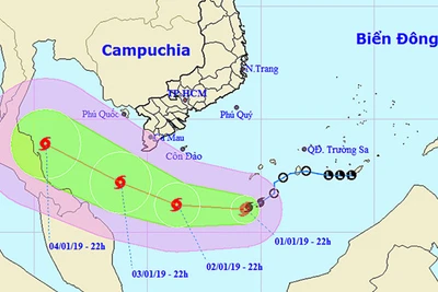 Tối nay, bão số 1 cách mũi Cà Mau 300 km