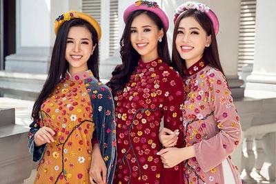 Top 3 HH Việt Nam 2018 khoe nhan sắc'thanh xuân rực lửa'với áo dài