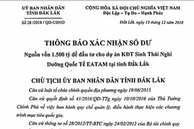 Giả mạo văn bản của chủ tịch tỉnh Đắk Lắk về dự án 1.500tỉ đồng