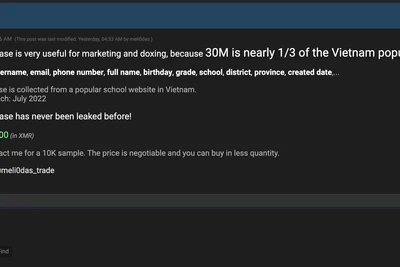 Dữ liệu của 30 triệu dân Việt Nam bị rao bán