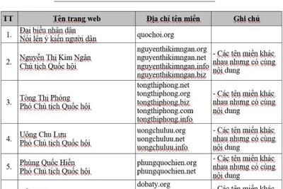 Hàng loạt trang web mạo danh lãnh đạo Quốc hội