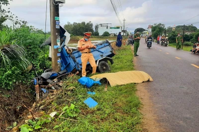 Bình Định: Xe lôi tông trụ điện, một phụ nữ tử vong  