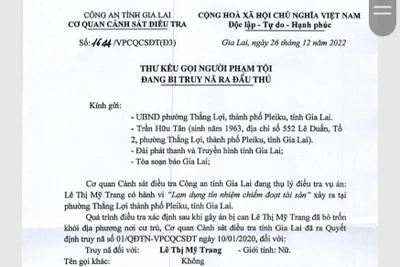 Công an tỉnh Gia Lai kêu gọi người bị truy nã ra đầu thú