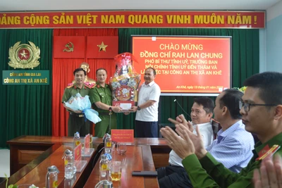 Phó Bí thư Tỉnh ủy Rah Lan Chung thăm và làm việc tại Công an Thị xã An Khê