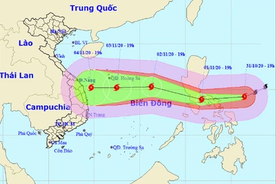 Ngày 2-11 siêu bão Goni vào Biển Đông, tâm bão cách Hoàng Sa 470km